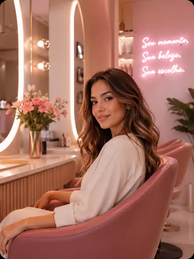 Cliente satisfeita em salão de beleza